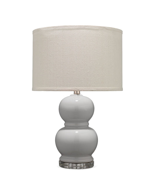 Bubble Ceramic Table Lamp in Dove Grey Glass With Drum Shade in Pebble Linen
