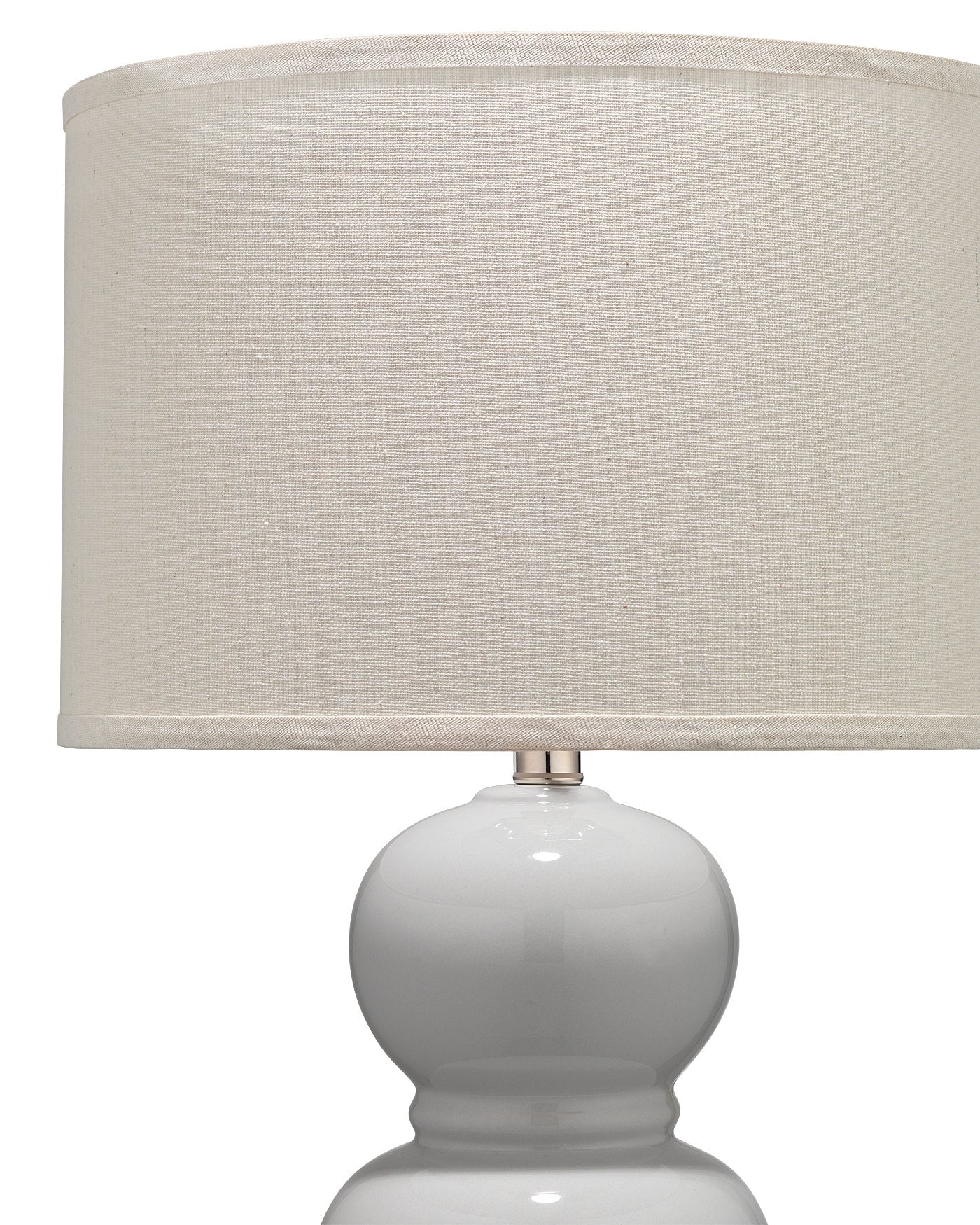 Bubble Ceramic Table Lamp in Dove Grey Glass With Drum Shade in Pebble Linen