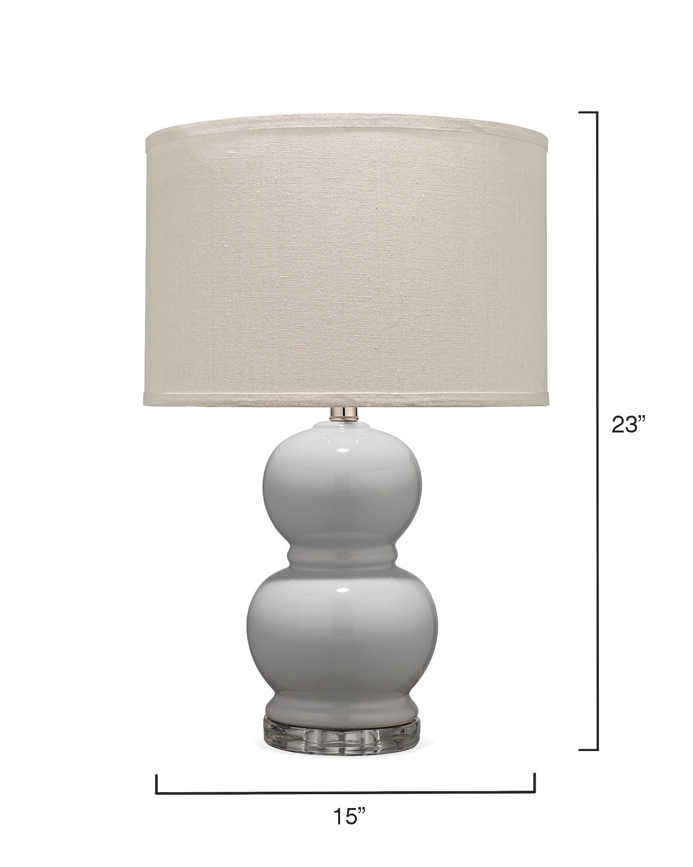 Bubble Ceramic Table Lamp in Dove Grey Glass With Drum Shade in Pebble Linen