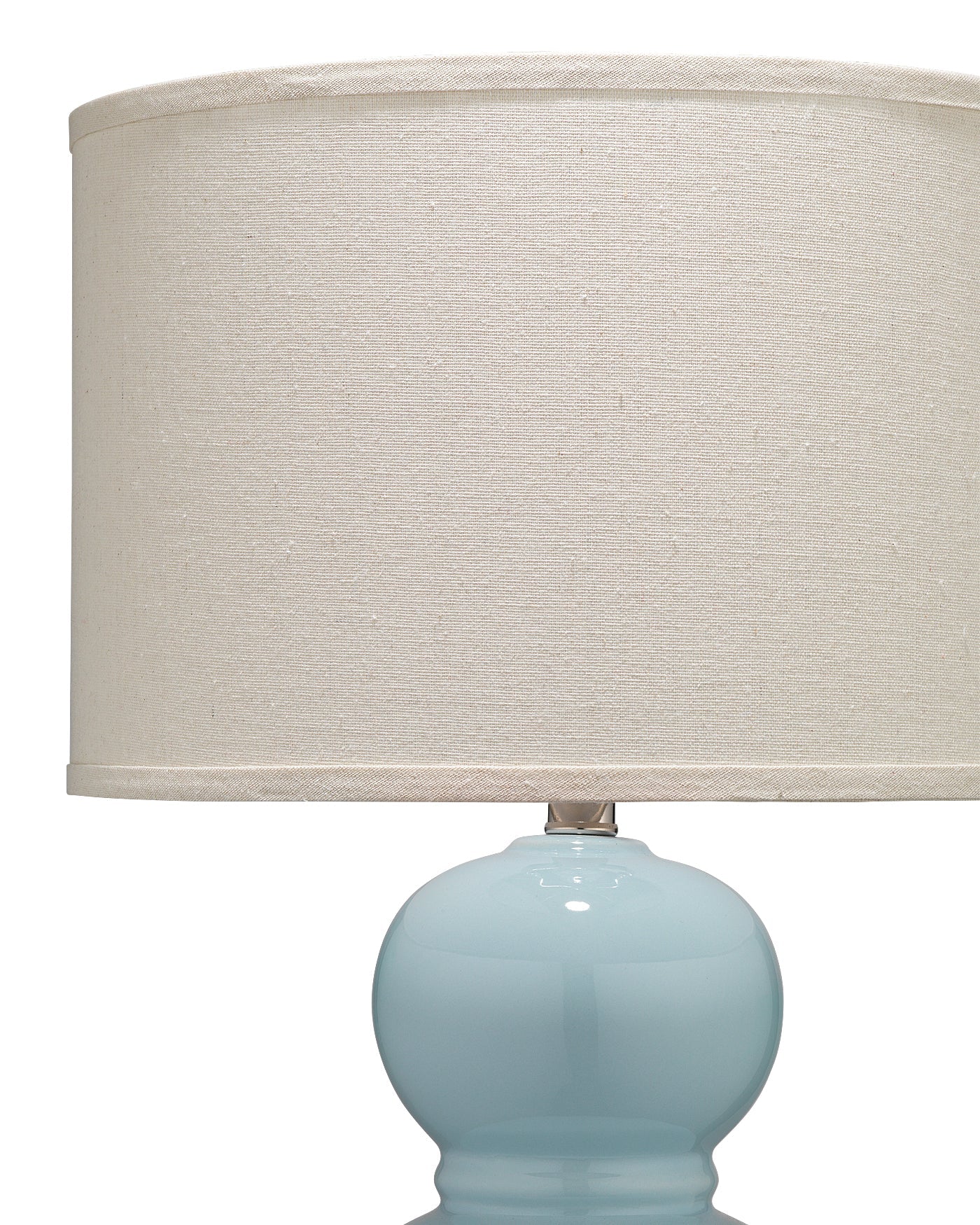 Bubble Ceramic Table Lamp in Light Blue Glass With Drum Shade in Pebble Linen