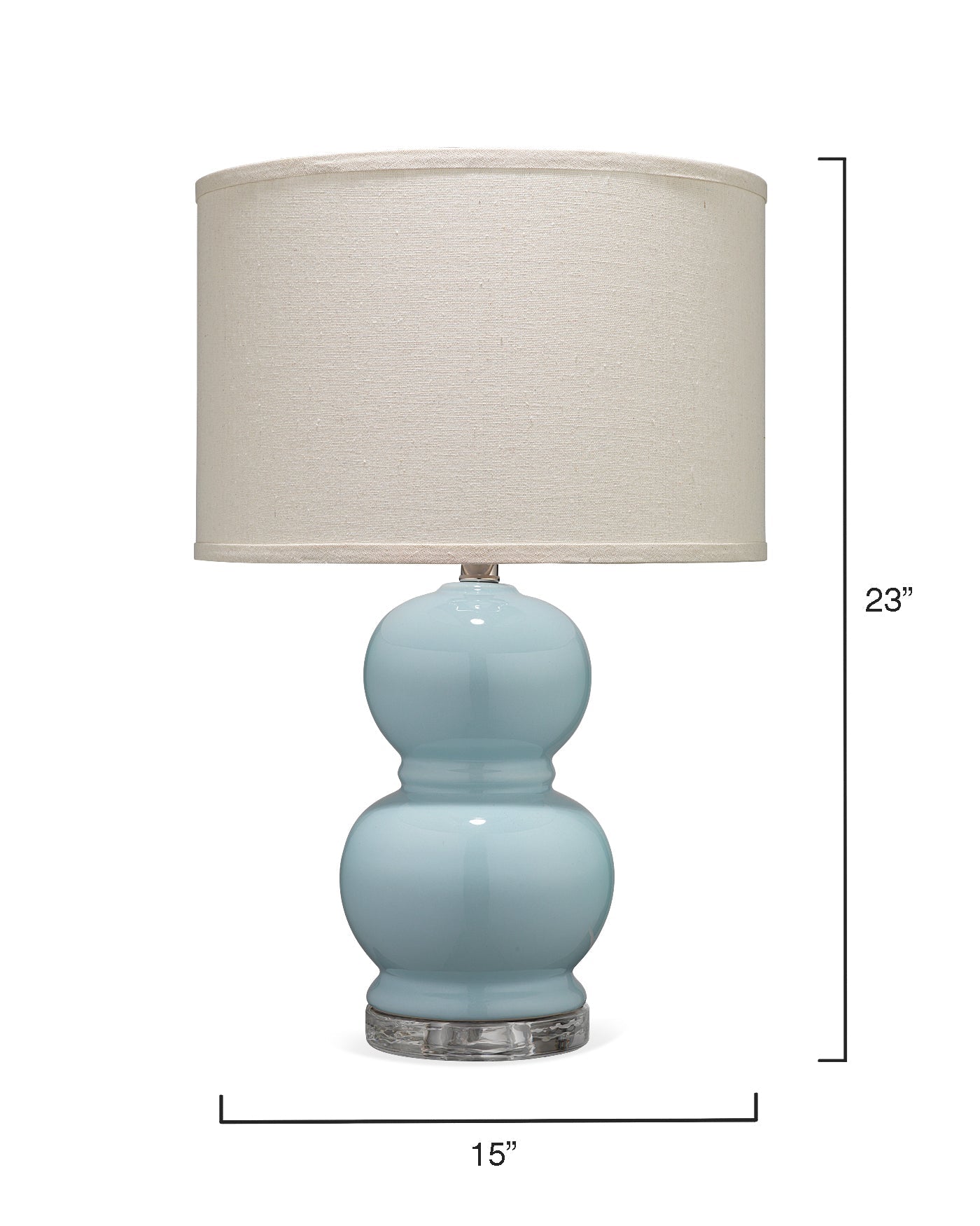 Bubble Ceramic Table Lamp in Light Blue Glass With Drum Shade in Pebble Linen