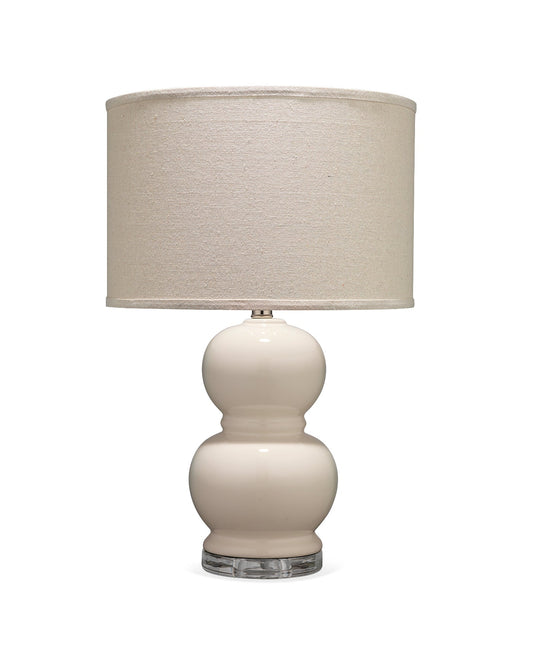 Bubble Ceramic Table Lamp in Cream Glass With Drum Shade in Pebble Linen