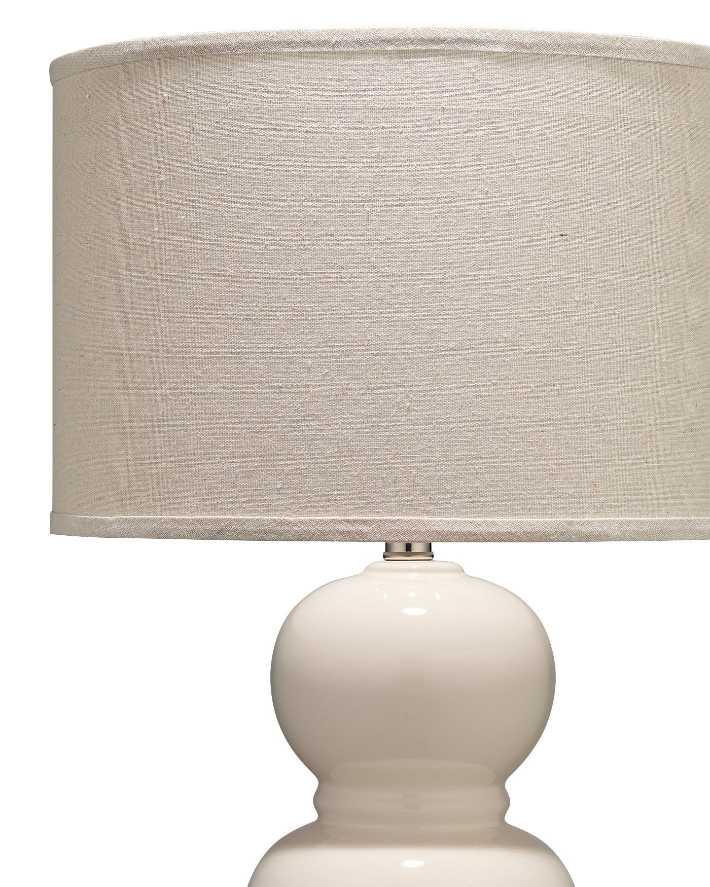 Bubble Ceramic Table Lamp in Cream Glass With Drum Shade in Pebble Linen