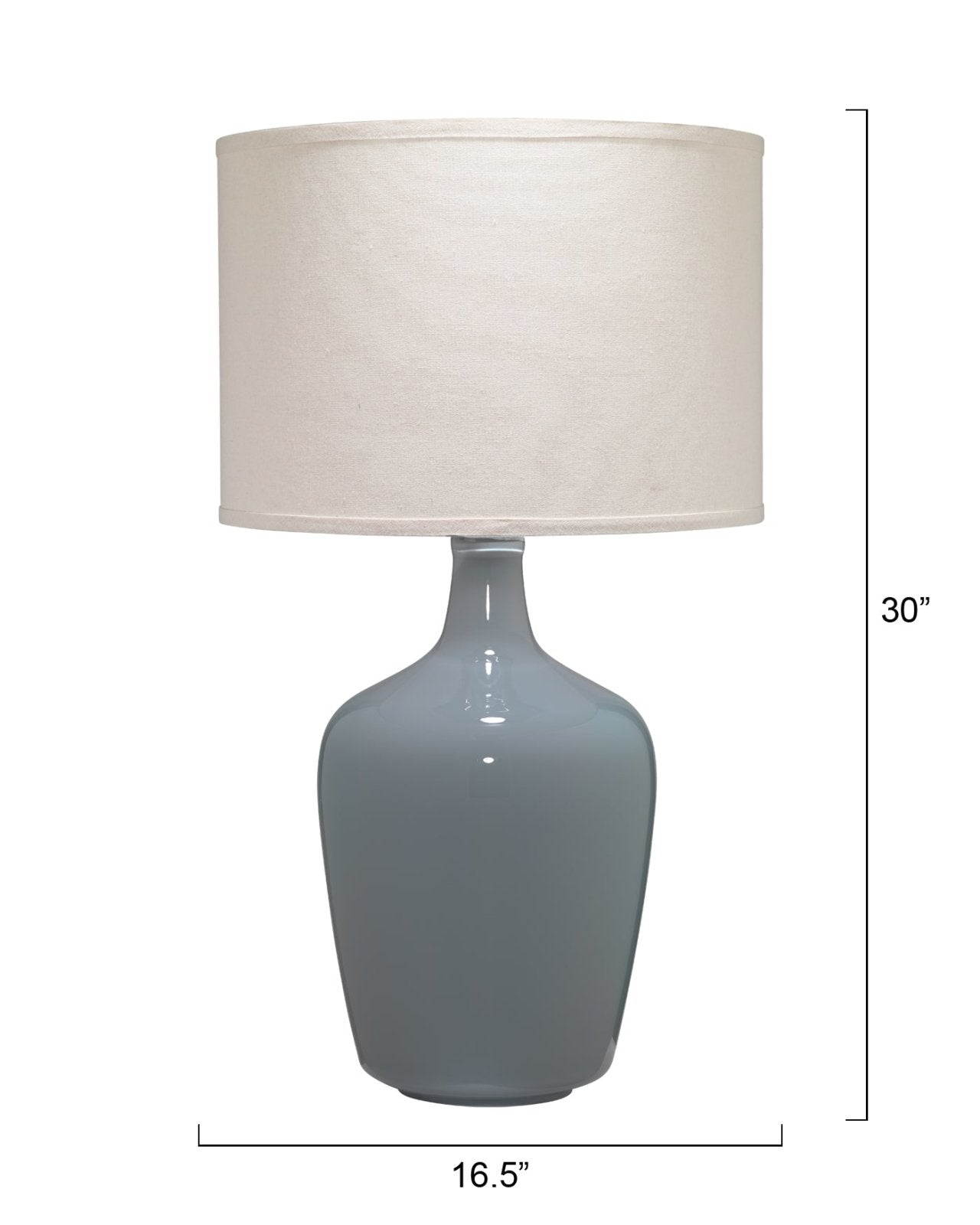 Plum Jar Table Lamp in Dove Grey Glass With Drum Shade in Pebble Linen