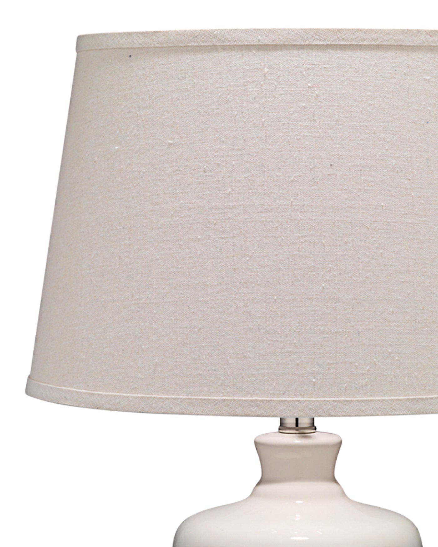 Milk Jug Table Lamp in Cream Glass With Cone Shade in Pebble Linen