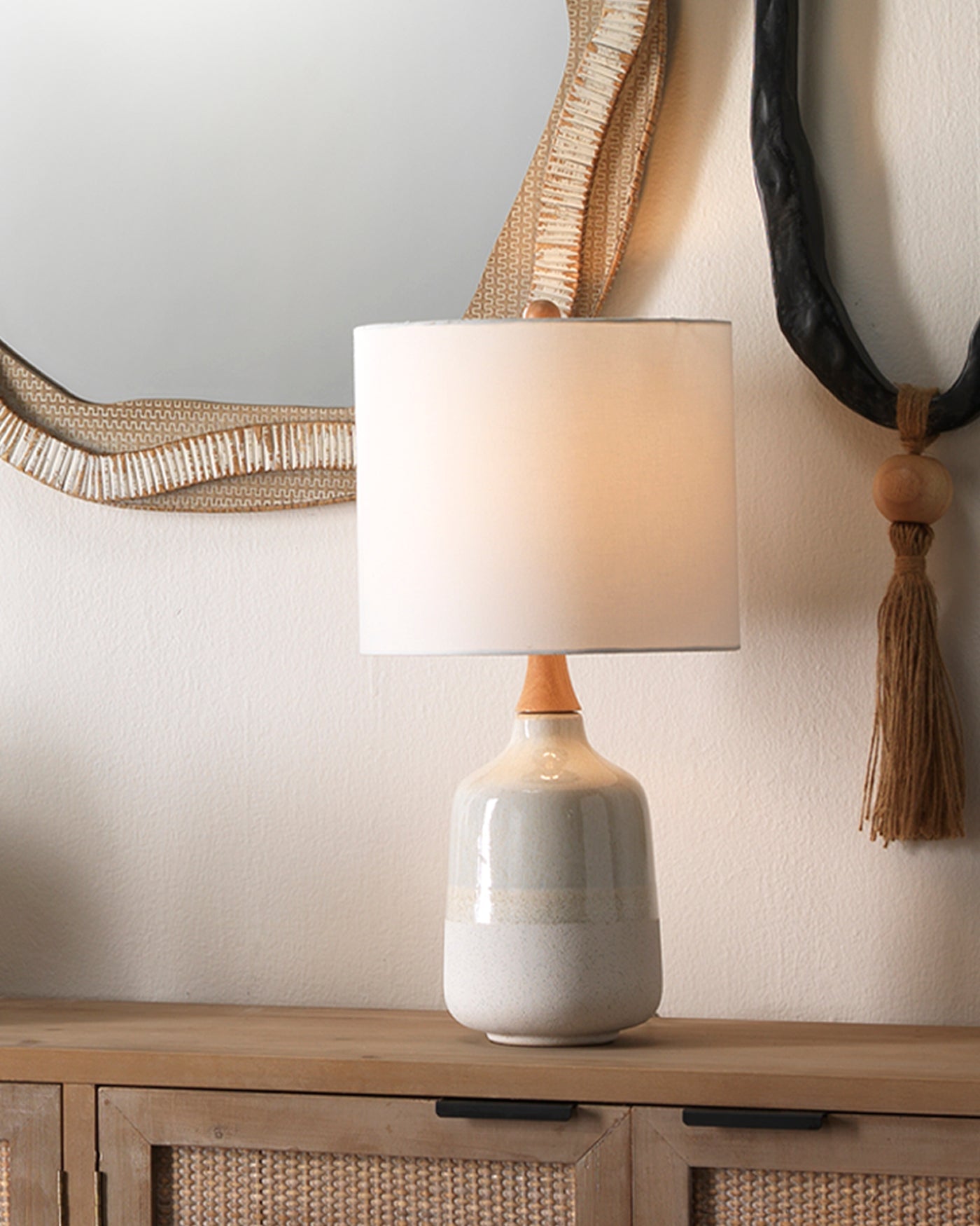 Alice Table Lamp in Cream & Light Blue Ceramic
