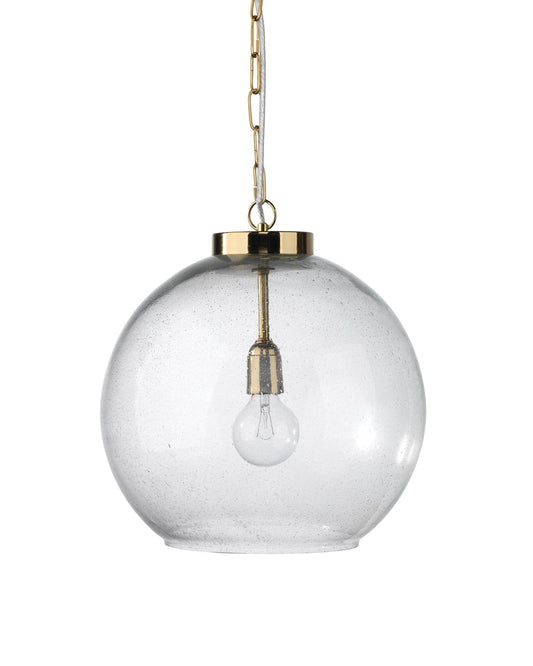 Luca Pendant in Antique Brass & Clear Seeded Glass