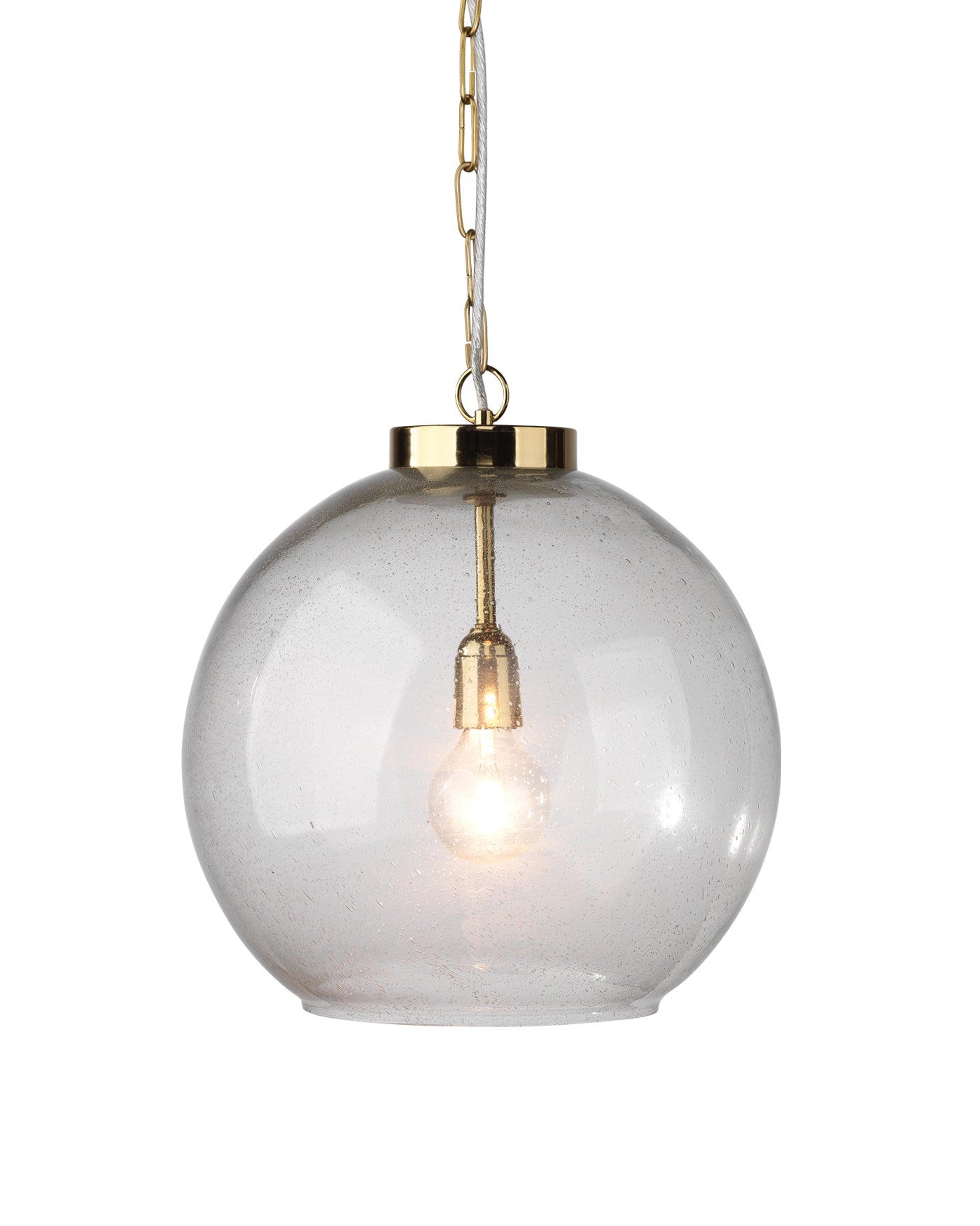 Luca Pendant in Antique Brass & Clear Seeded Glass