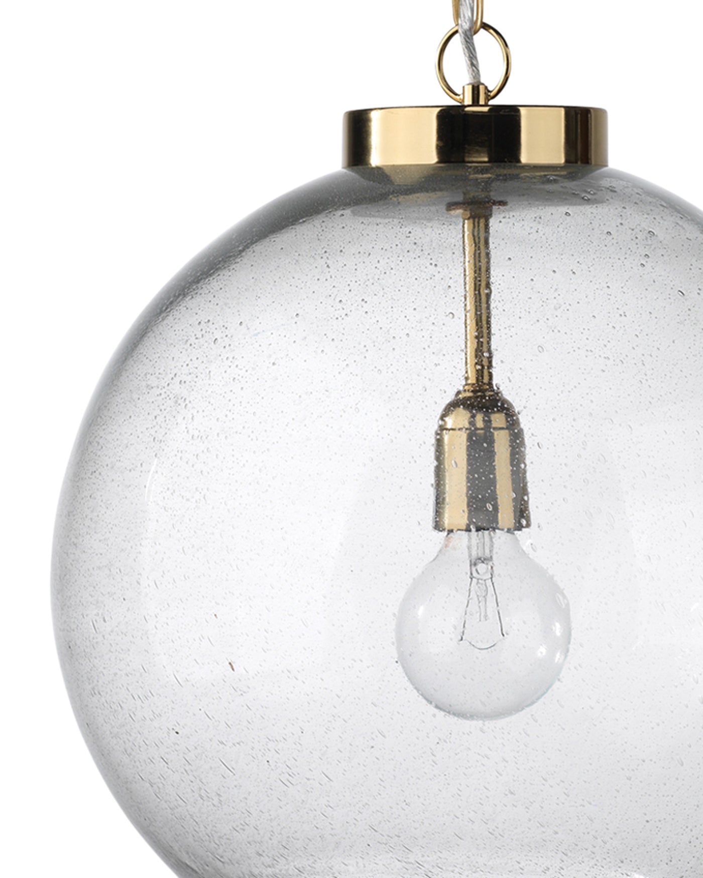 Luca Pendant in Antique Brass & Clear Seeded Glass