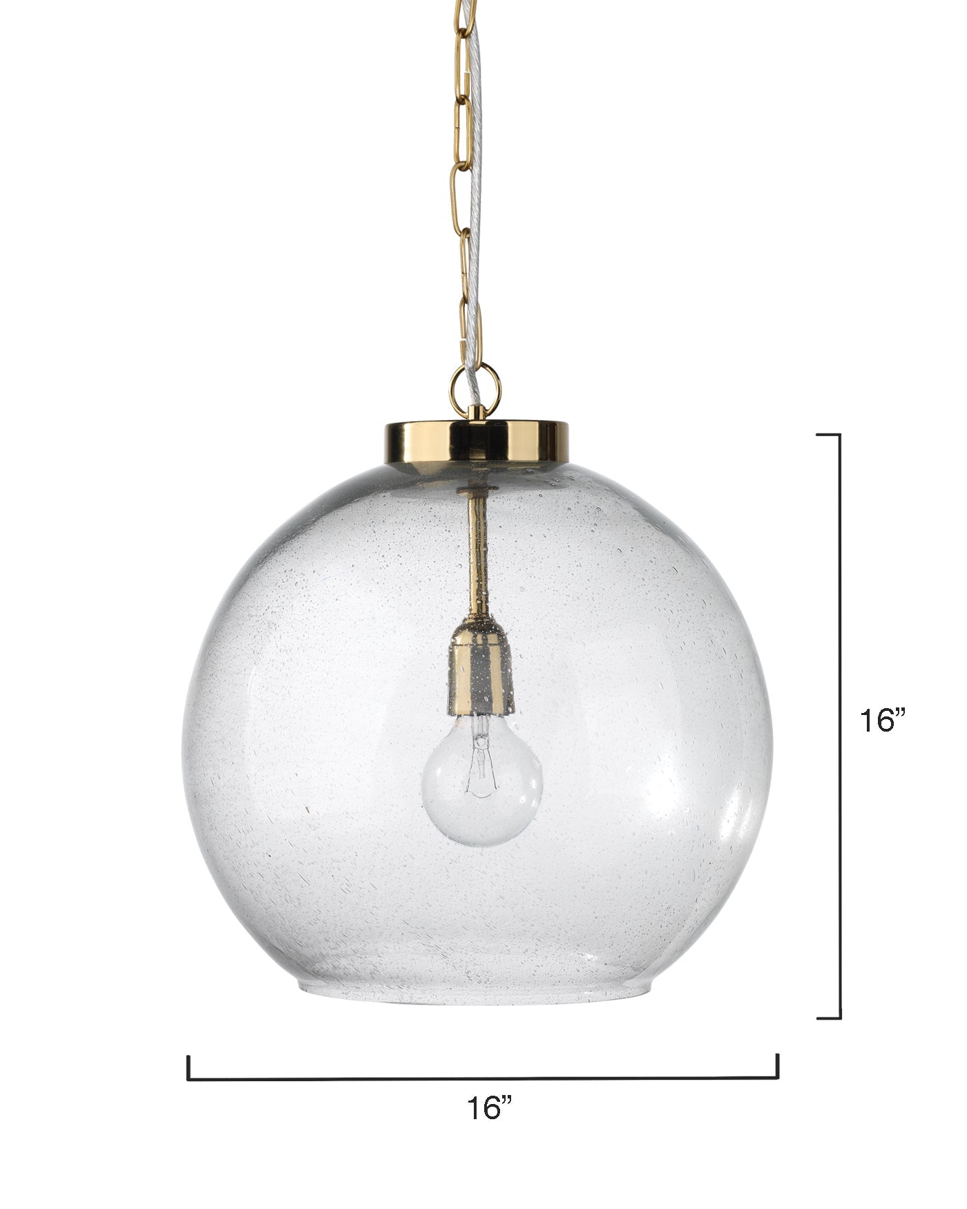Luca Pendant in Antique Brass & Clear Seeded Glass