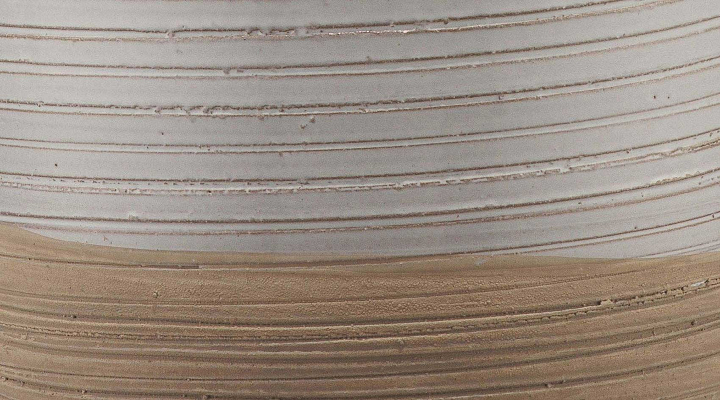 Ashwell Table Lamp in Off-White/Natural Glaze Ceramic With Drum Shade in Cream Linen