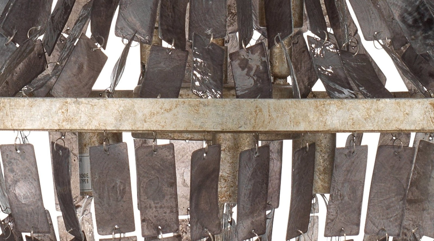 Capsize Chandelier in Black Mother of Pearl & Champagne Leaf Metal