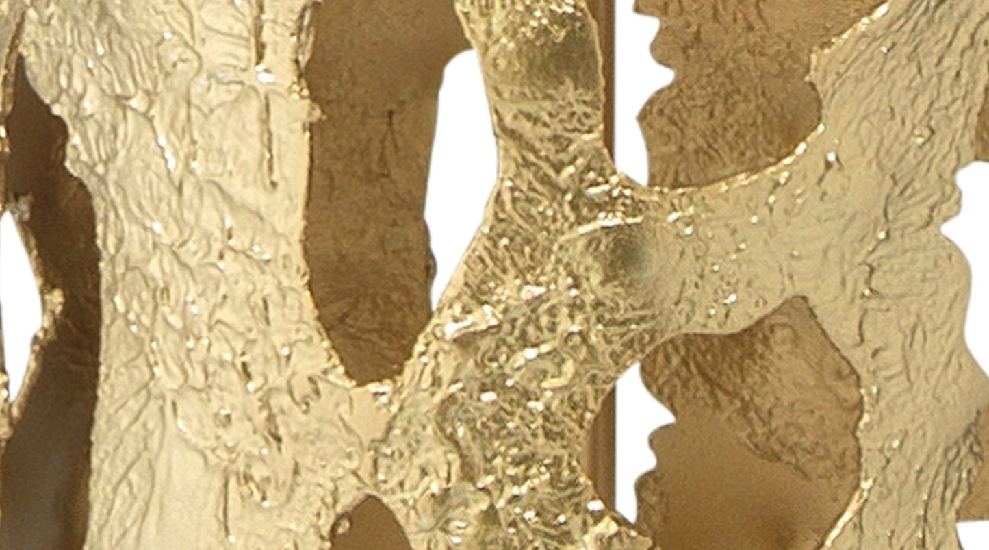 Firenze Floor Lamp in Soft Antique Gold Leaf Metal With White Linen Drum Shade
