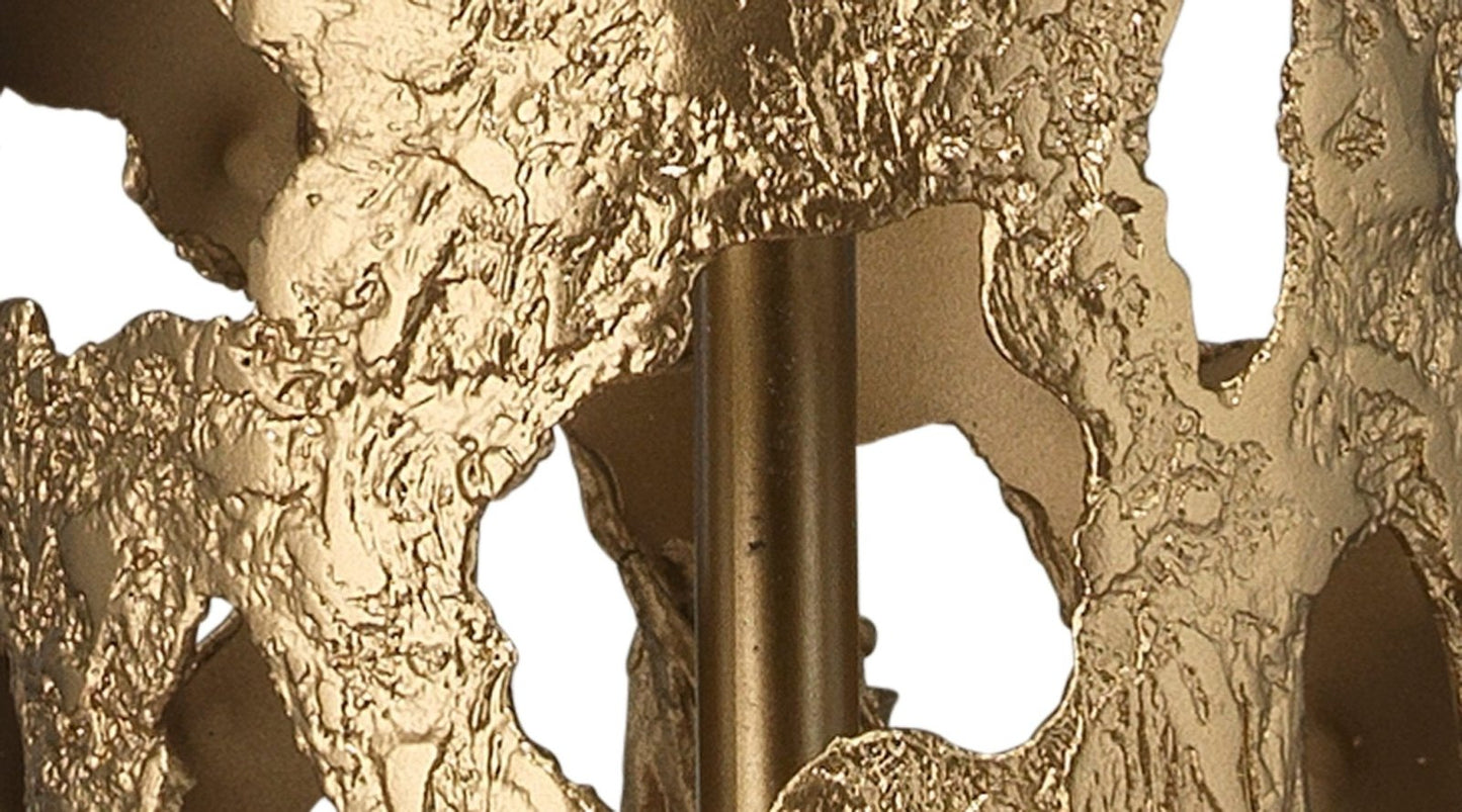 Firenze Table Lamp in Soft Antique Gold Leaf Metal With White Linen Drum Shade