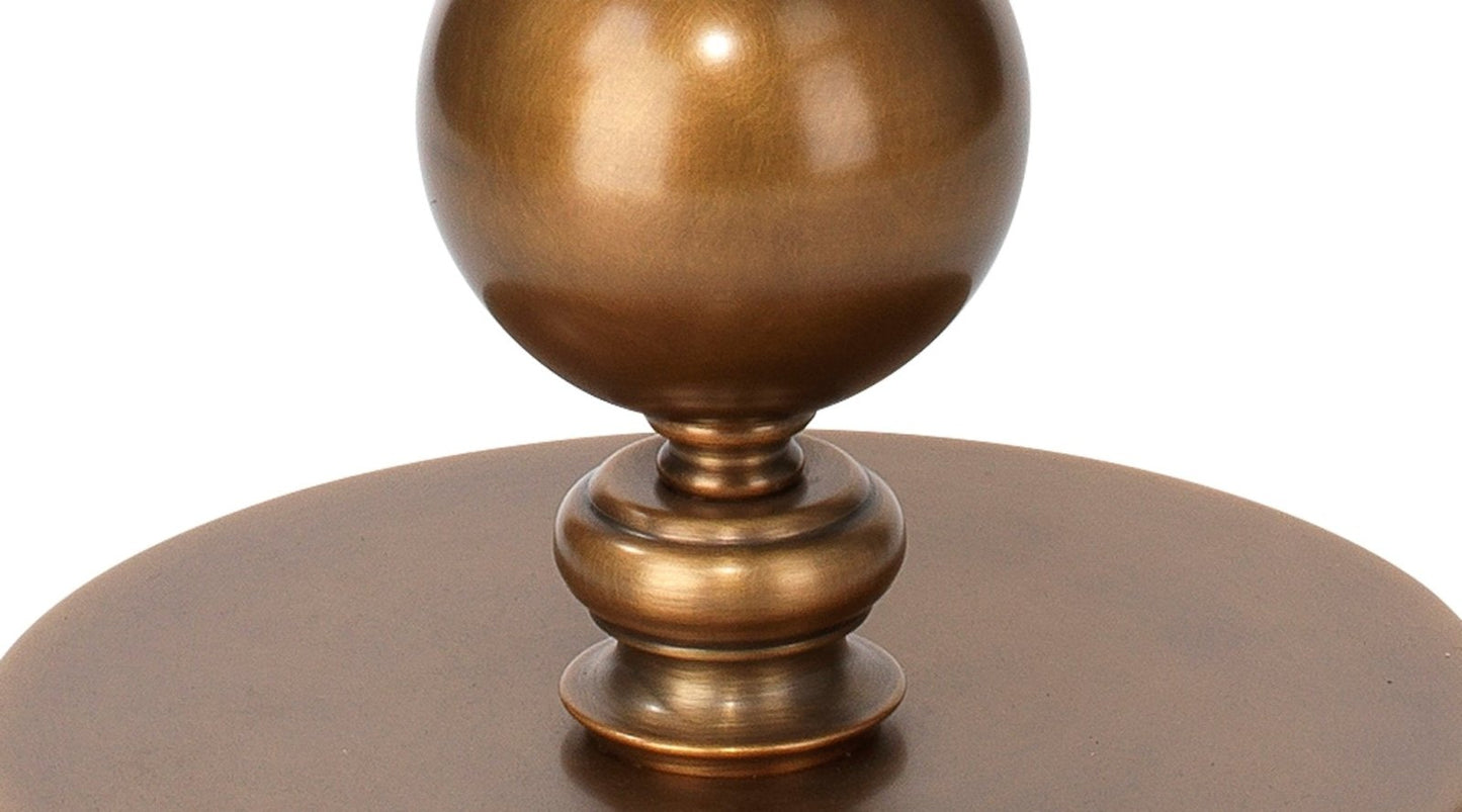 Ravel Floor Lamp in Antique Brass Metal With a Drum Shade in White Linen
