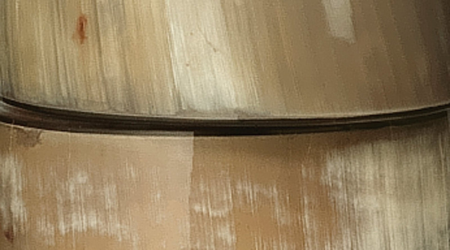 Stacked Horn Floor Lamp in Horn With Large Drum Shade in Elephant Hemp