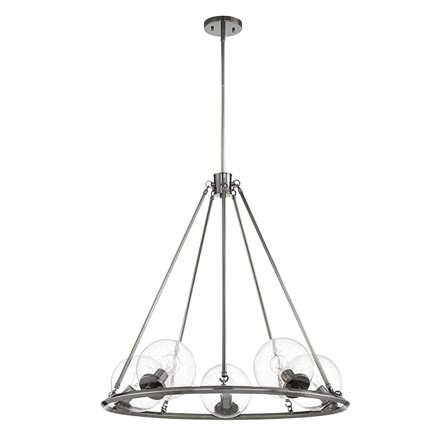 MESSIER 5-LT CHANDELIER WITH CLEAR SEEDED GLASS