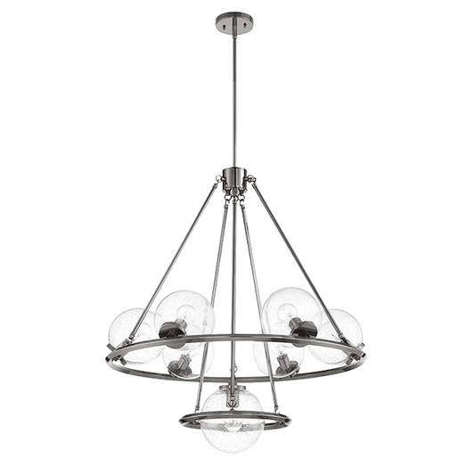 MESSIER 7-LT CHANDELIER WITH CLEAR SEEDED GLASS
