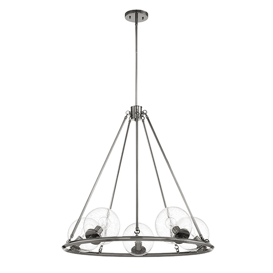 MESSIER 5-LT CHANDELIER WITH CLEAR SEEDED GLASS