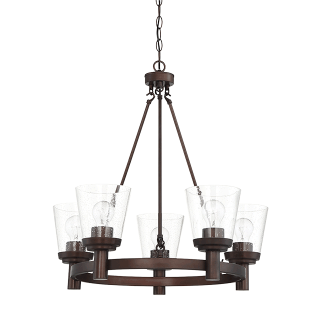 RIELLA 5LT MB CHANDELIER WITH CLEAR SEEDED GLASS