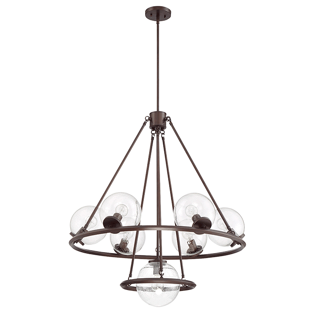 MESSIER 7-LT CHANDELIER WITH CLEAR SEEDED GLASS