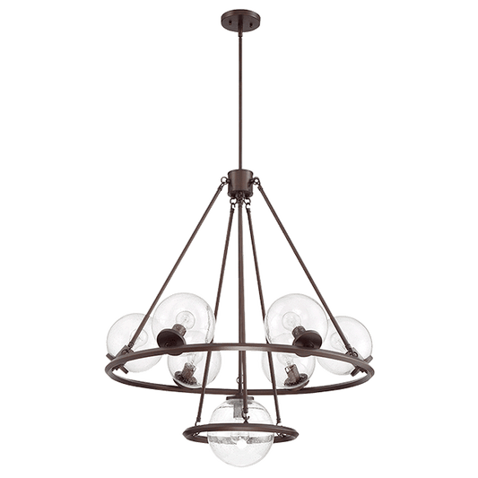 MESSIER 7-LT CHANDELIER WITH CLEAR SEEDED GLASS