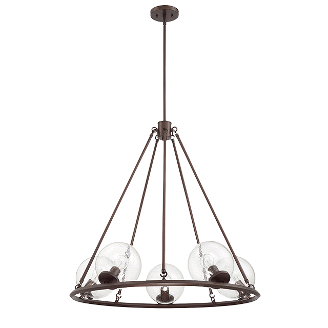 MESSIER 5-LT CHANDELIER WITH CLEAR SEEDED GLASS