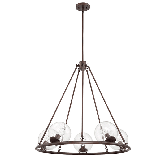 MESSIER 5-LT CHANDELIER WITH CLEAR SEEDED GLASS