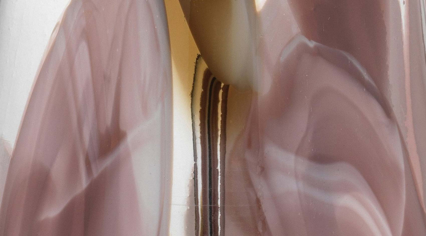 Watercolor Table Lamp in Plum Glass with Cone Shade in Natural Linen