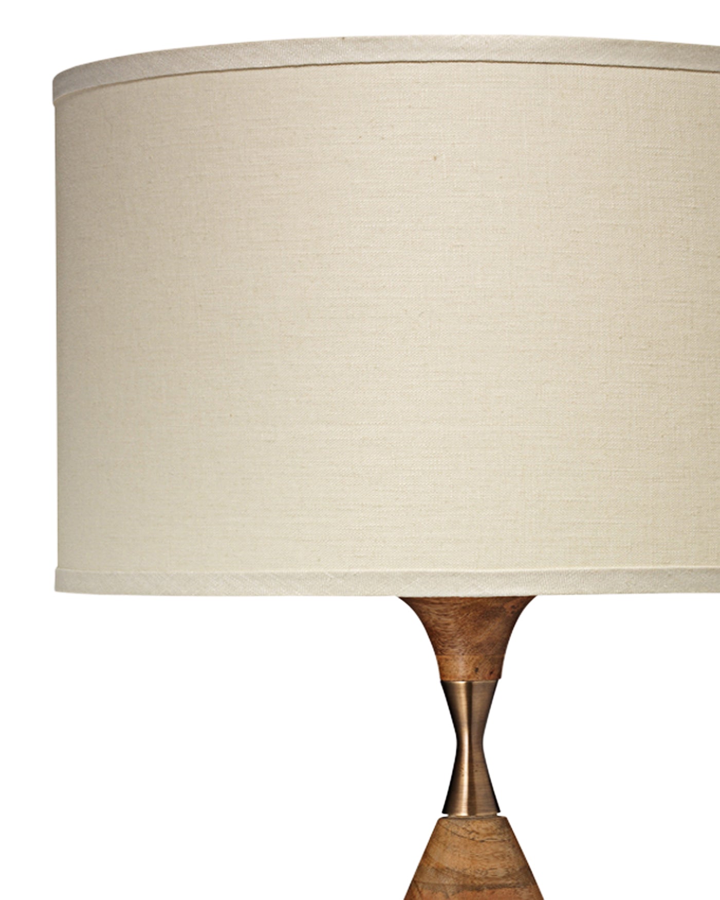 Amphora Table Lamp in Natural Wood With Medium Drum Shade in Stone Linen