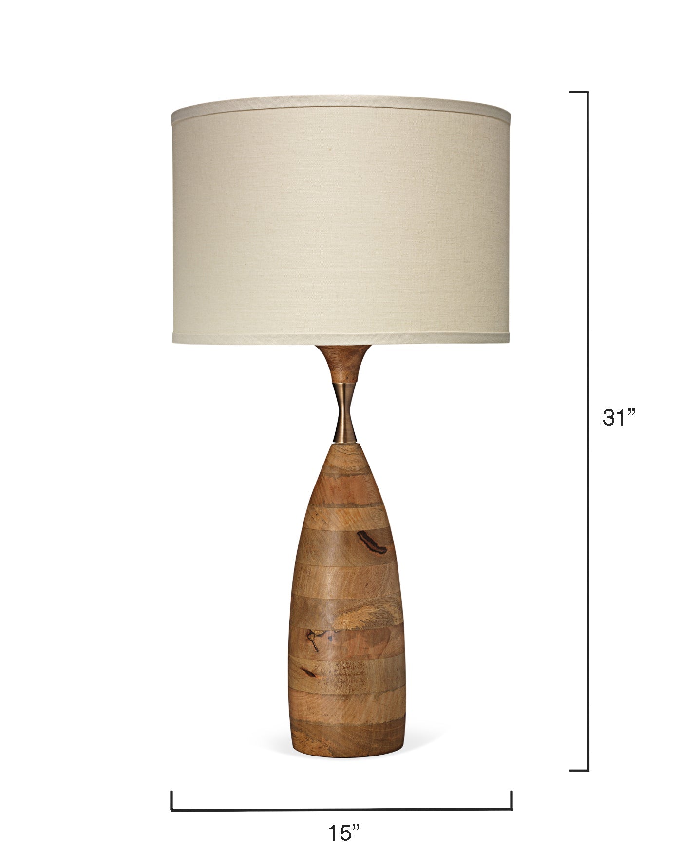 Amphora Table Lamp in Natural Wood With Medium Drum Shade in Stone Linen