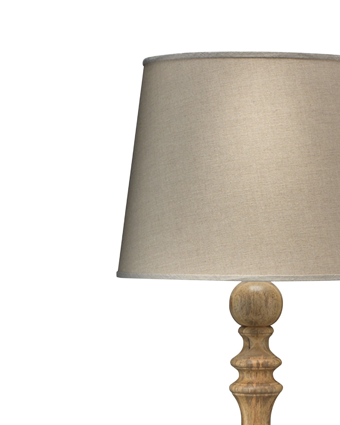 Budapest Floor Lamp in Natural Wood With Extra Large Open Cone Shade in Natural Linen