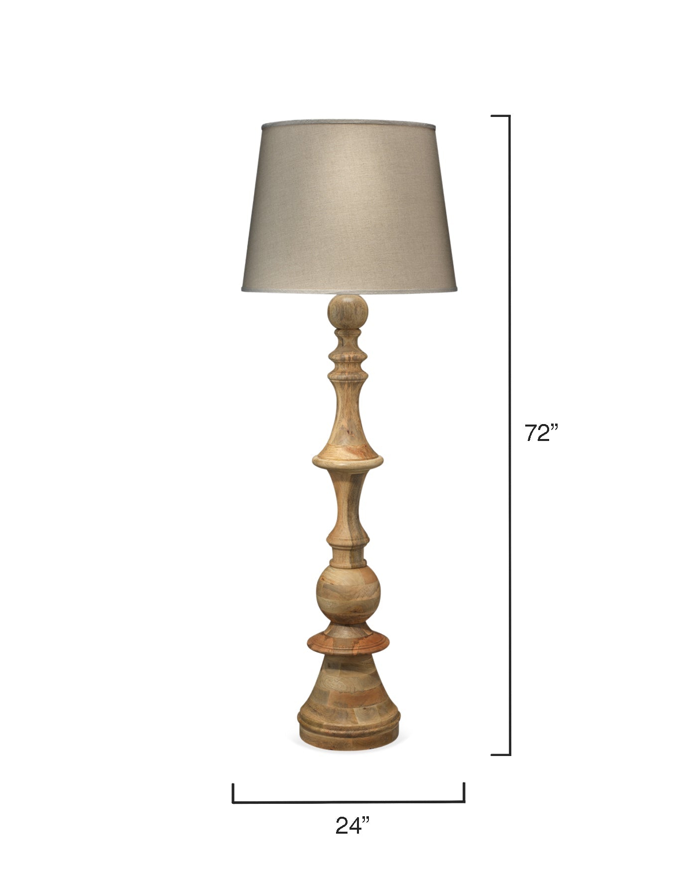 Budapest Floor Lamp in Natural Wood With Extra Large Open Cone Shade in Natural Linen