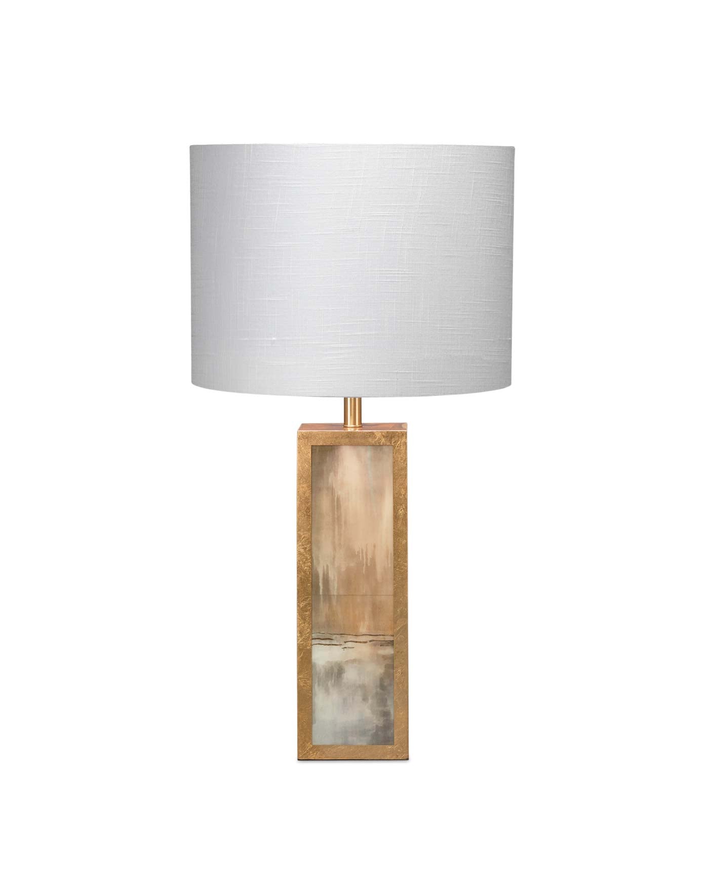 Cloudscape Table Lamp in Taupe & Slate Lacquer With Antique Gold Leafed Metal