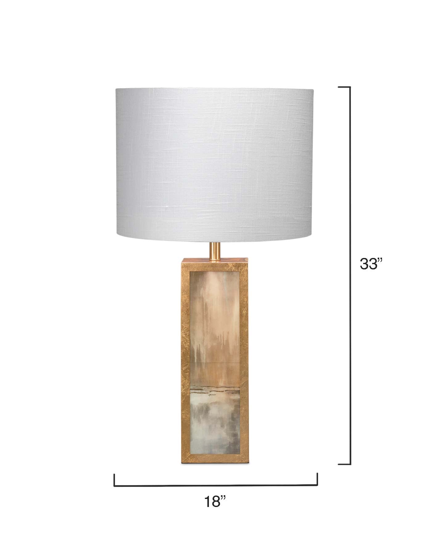 Cloudscape Table Lamp in Taupe & Slate Lacquer With Antique Gold Leafed Metal