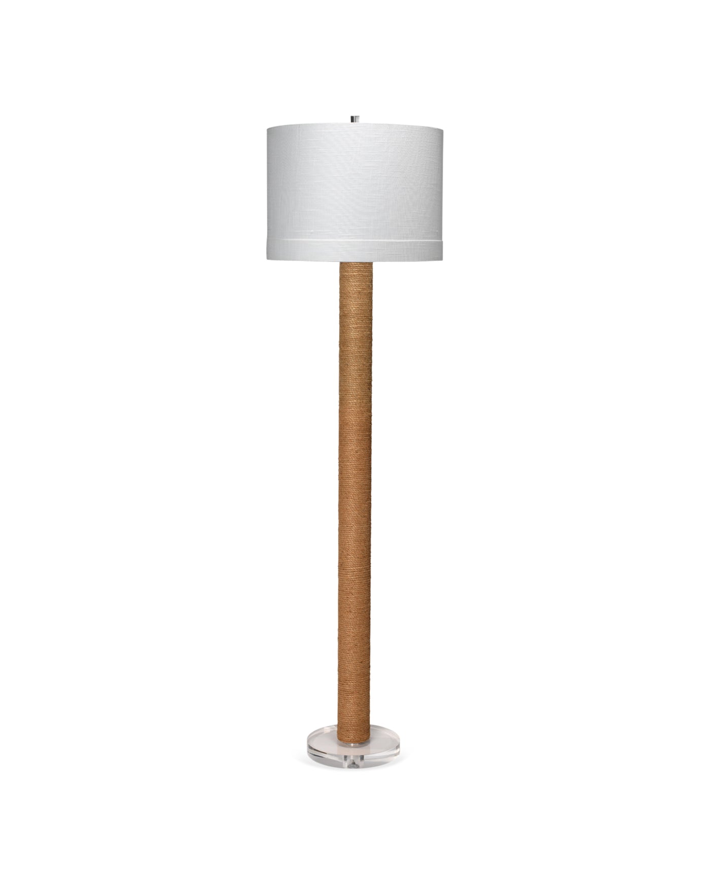 Cylinder Jute Floor Lamp in Rope With Drum Shade in Off White Linen