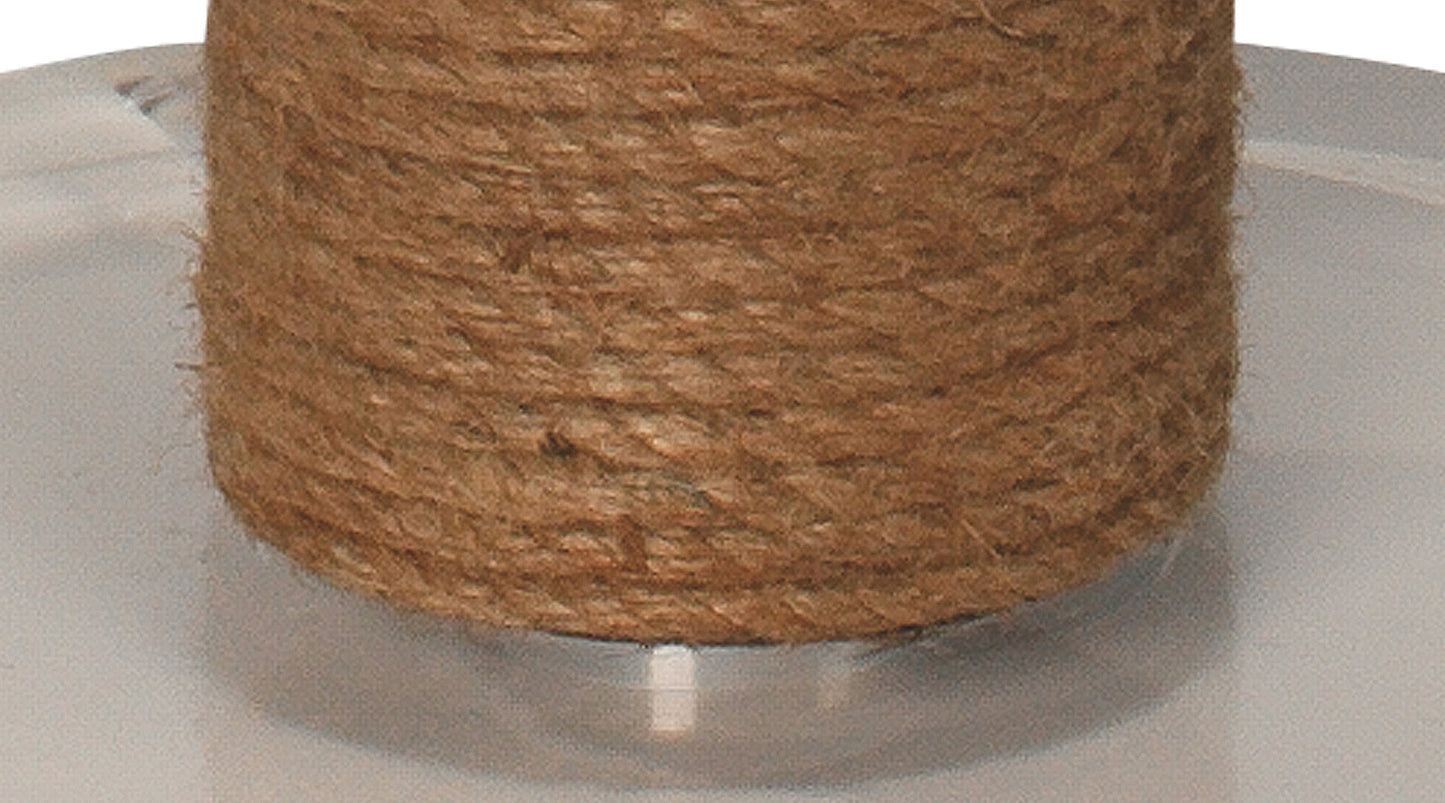 Cylinder Jute Floor Lamp in Rope With Drum Shade in Off White Linen