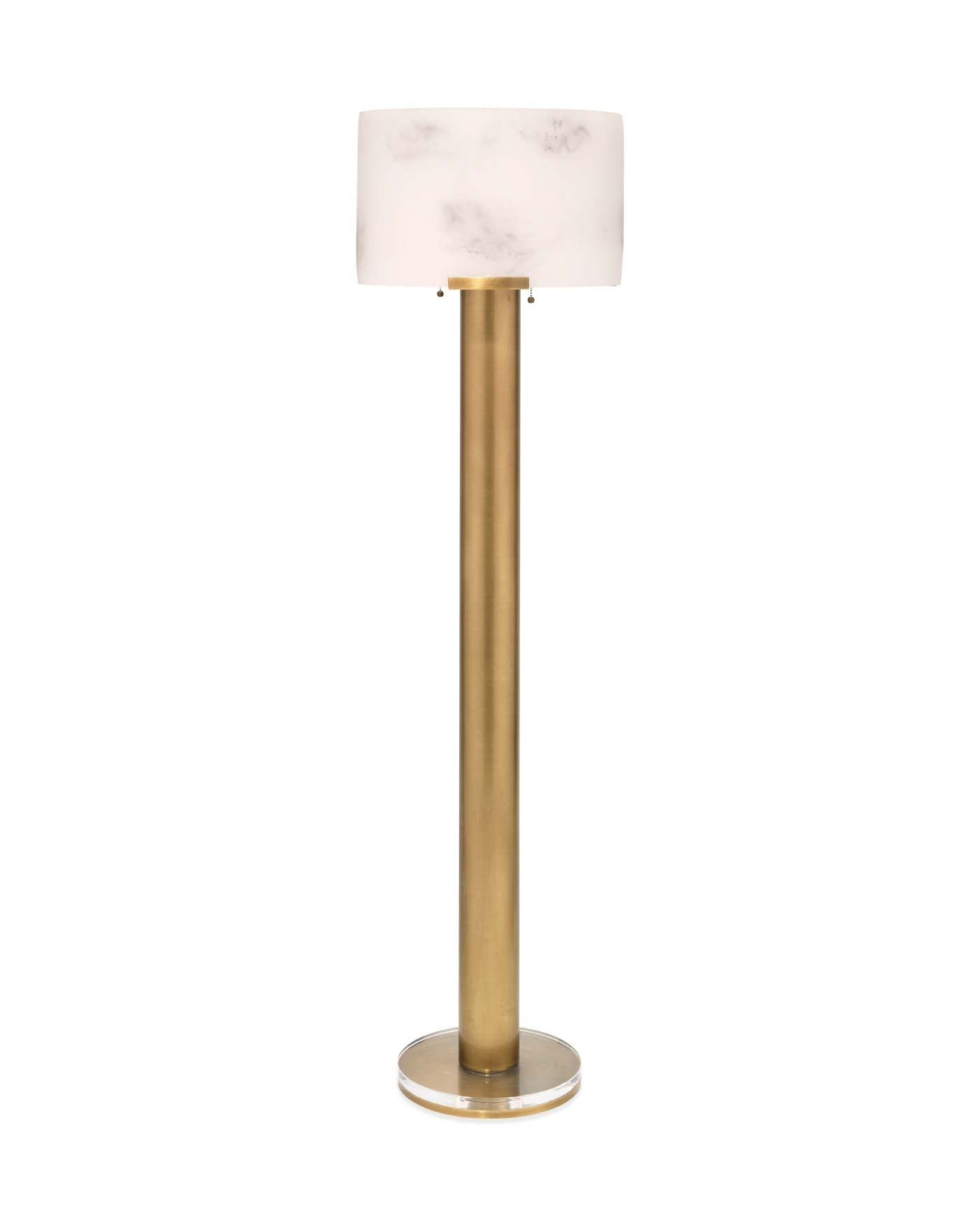 Elancourt Floor Lamp in White Faux Alabaster & Antique Brass MetalFaux Alabaster Shade