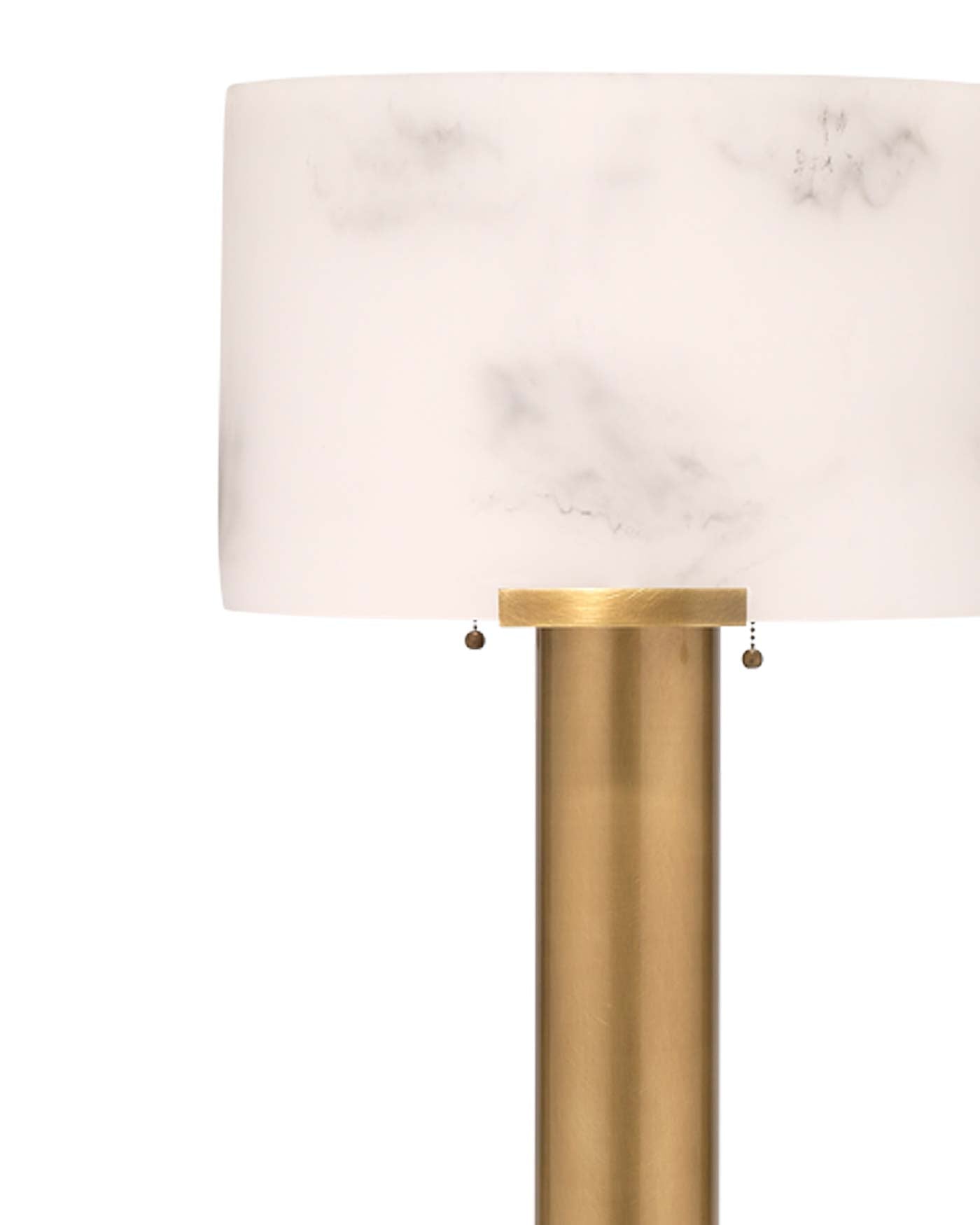 Elancourt Floor Lamp in White Faux Alabaster & Antique Brass MetalFaux Alabaster Shade