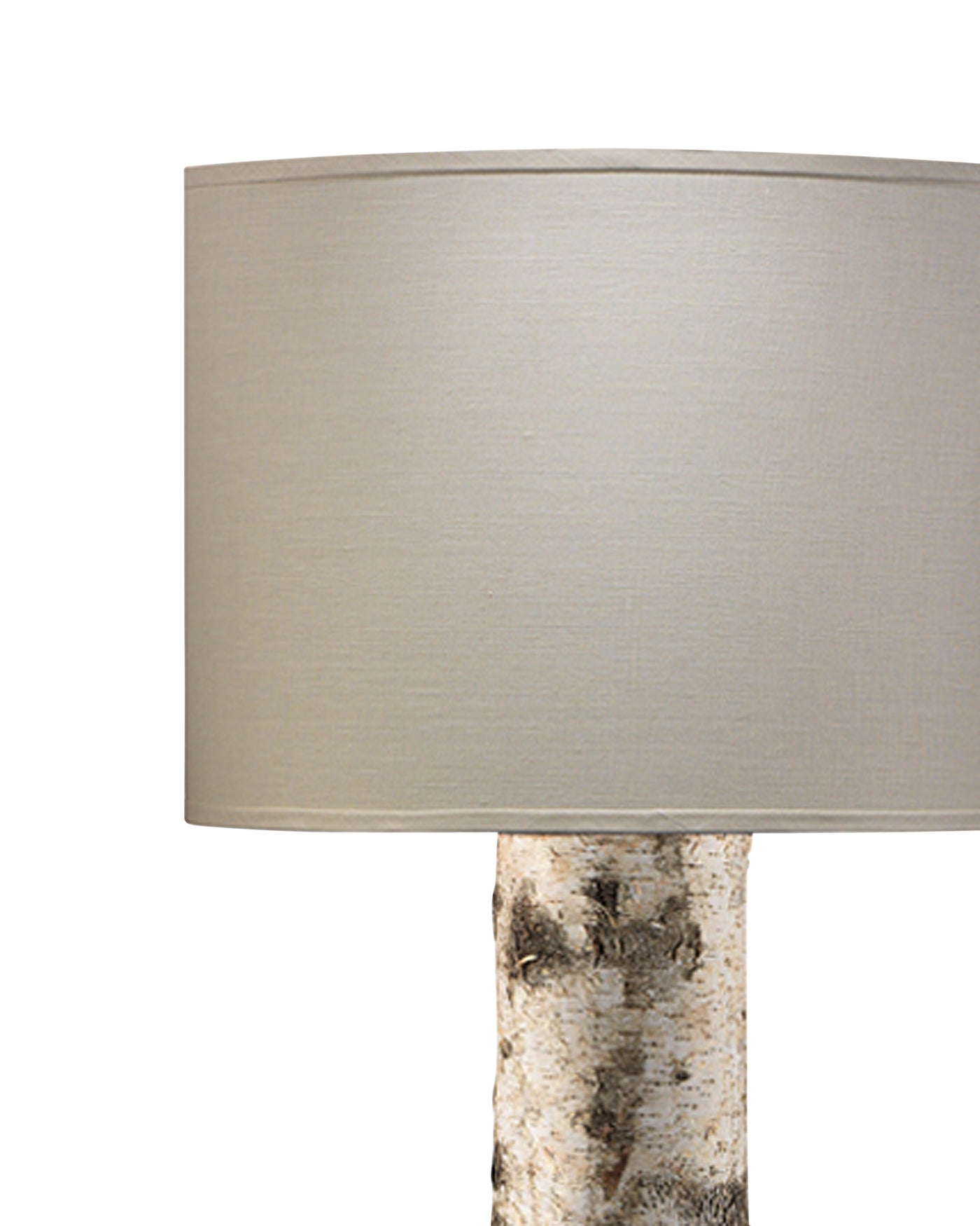 Forester Floor Lamp in Birch Veneer With Drum Shade in Stone Linen