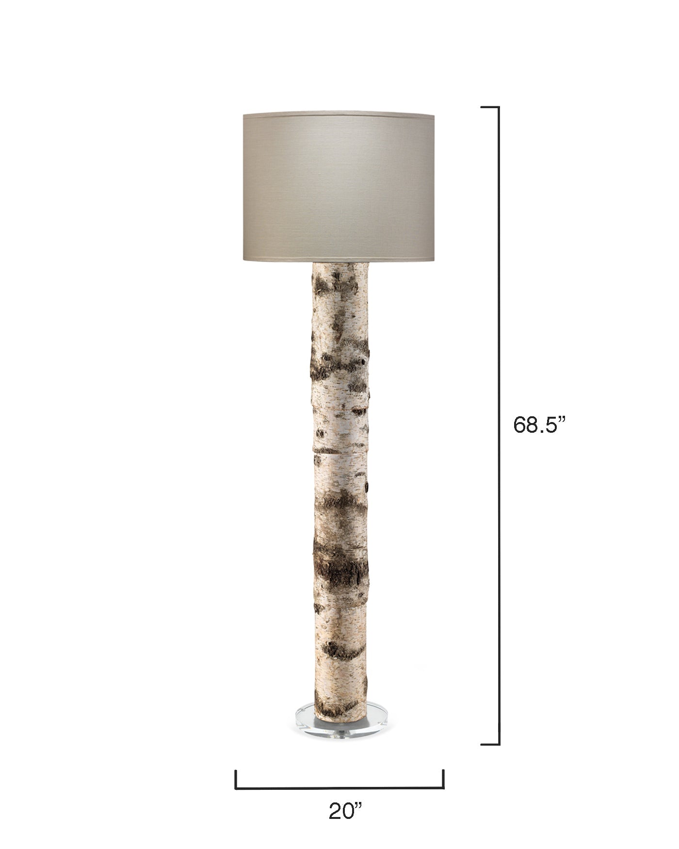 Forester Floor Lamp in Birch Veneer With Drum Shade in Stone Linen