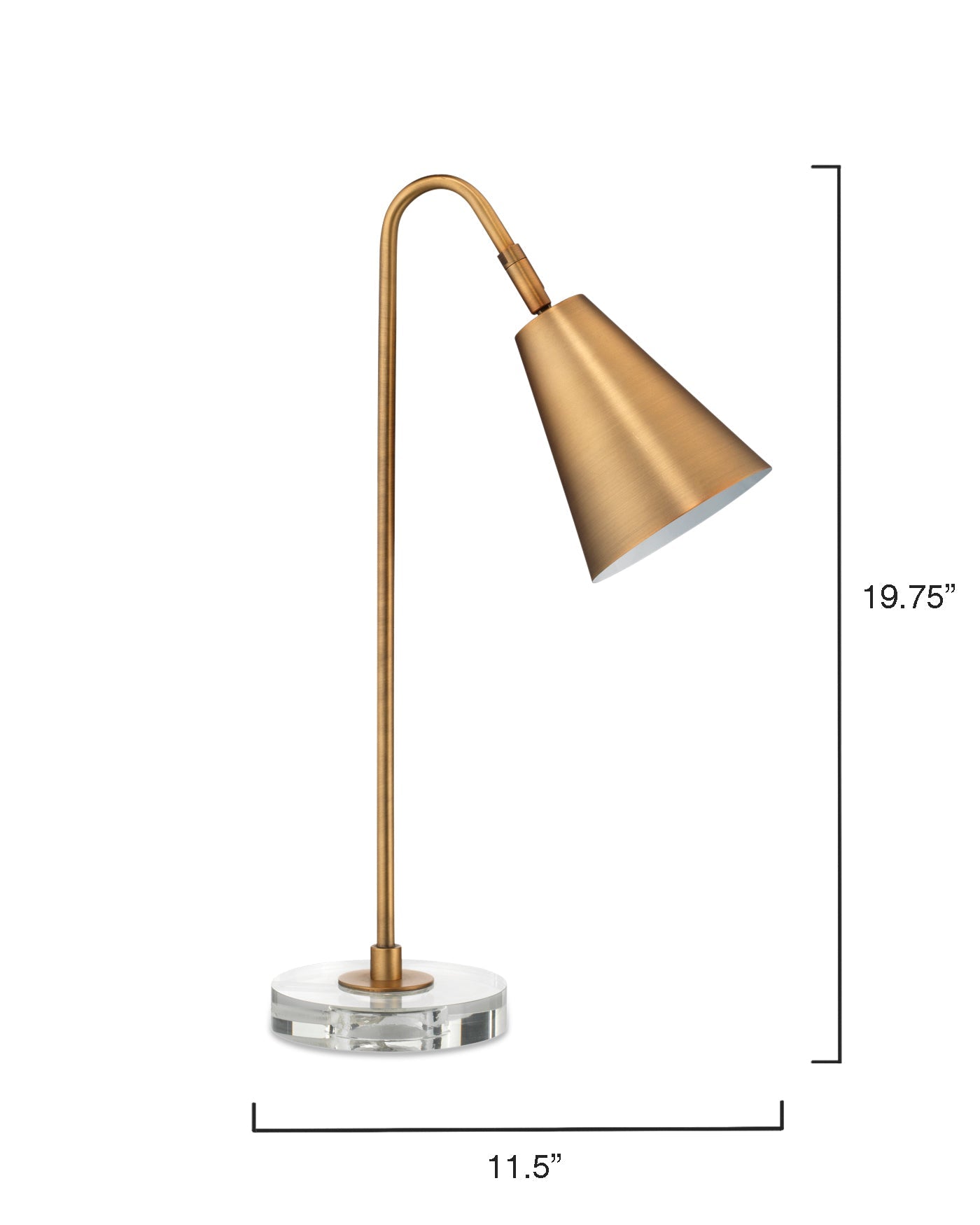 Gazette Task Lamp in Antique Brass Metal