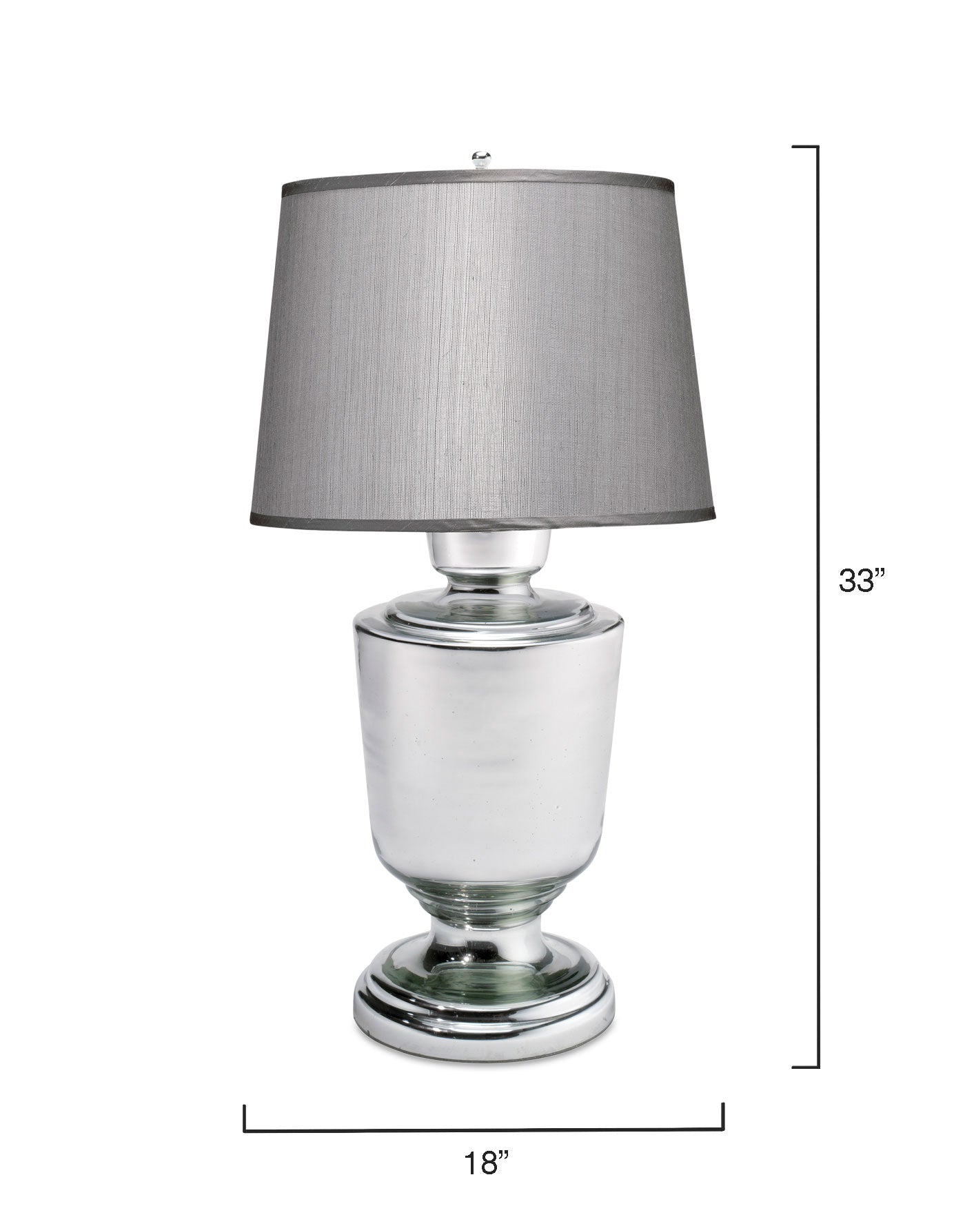 Lafitte Table Lamp, Large in Mercury Glass With Large Open Cone Shade in Silver Hemp