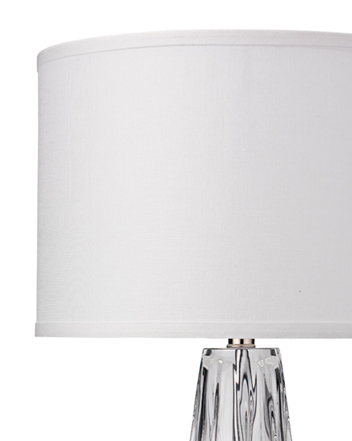 Laurel Table Lamp in Clear Glass With Medium Drum Shade in White Linen