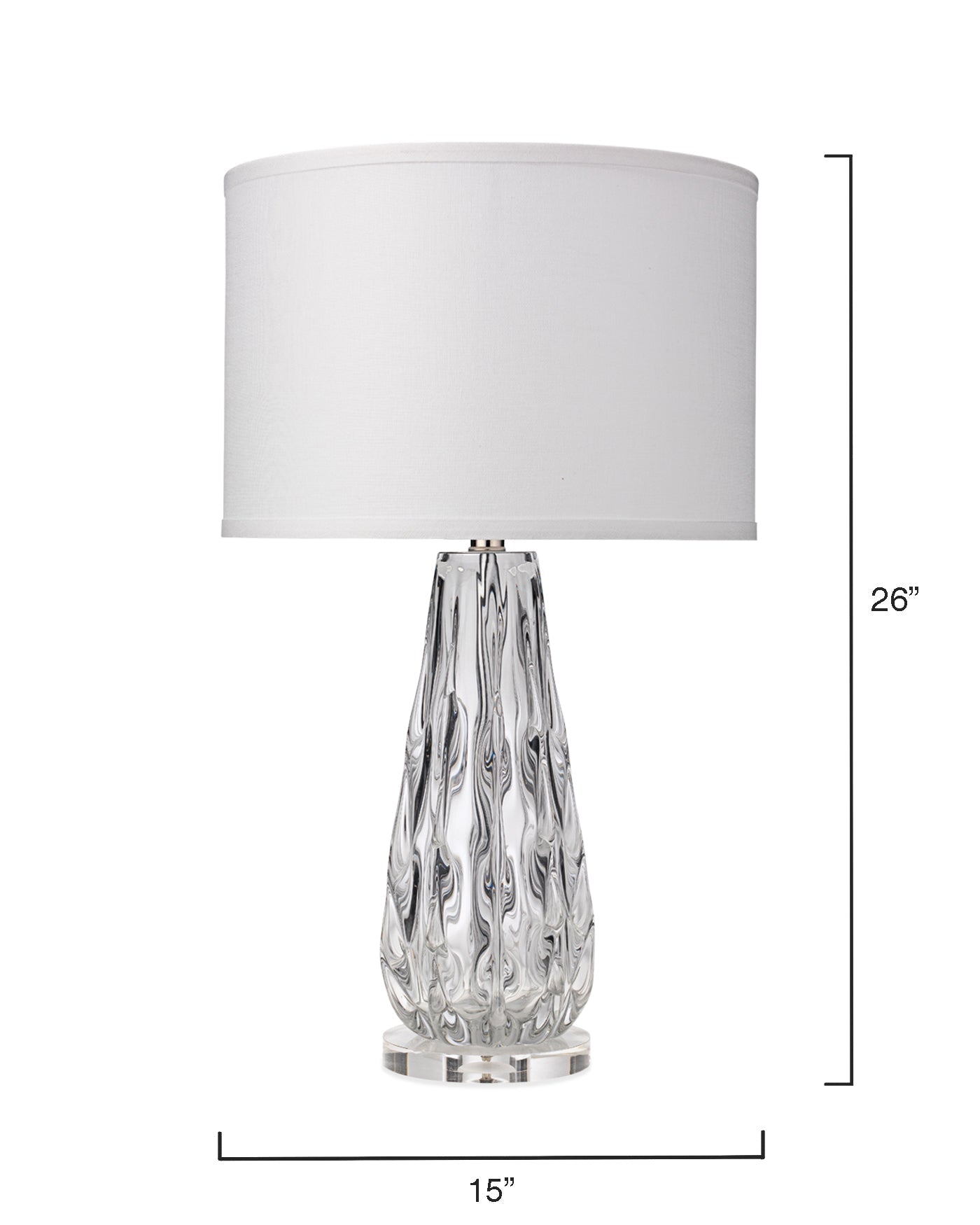 Laurel Table Lamp in Clear Glass With Medium Drum Shade in White Linen