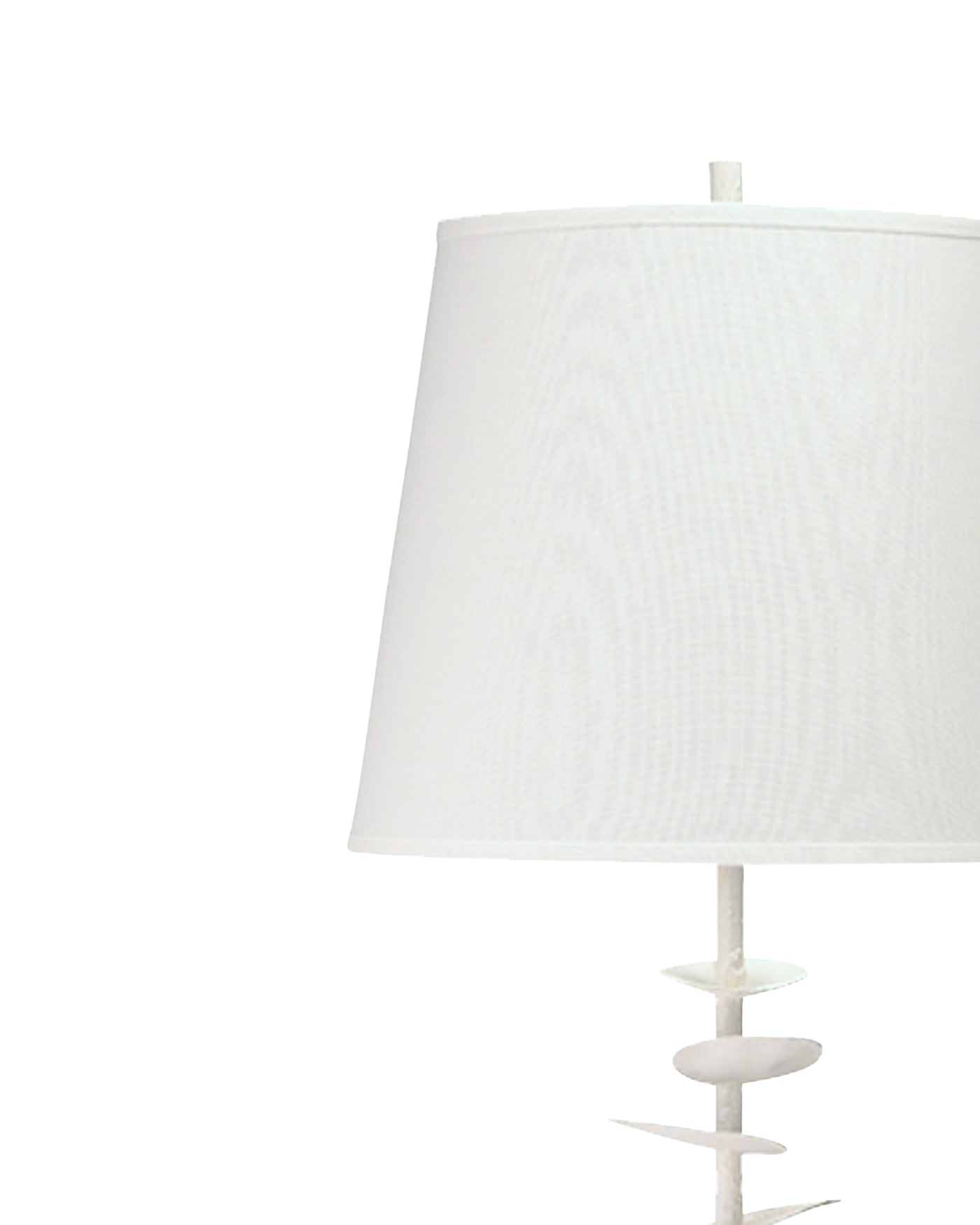 Petals Floor Lamp in White Gesso with Cone Shade in Off White Linen