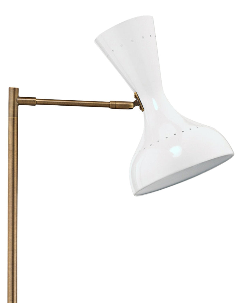 Pisa Swing Arm Table Lamp in White Lacquer & Antique Brass Metal