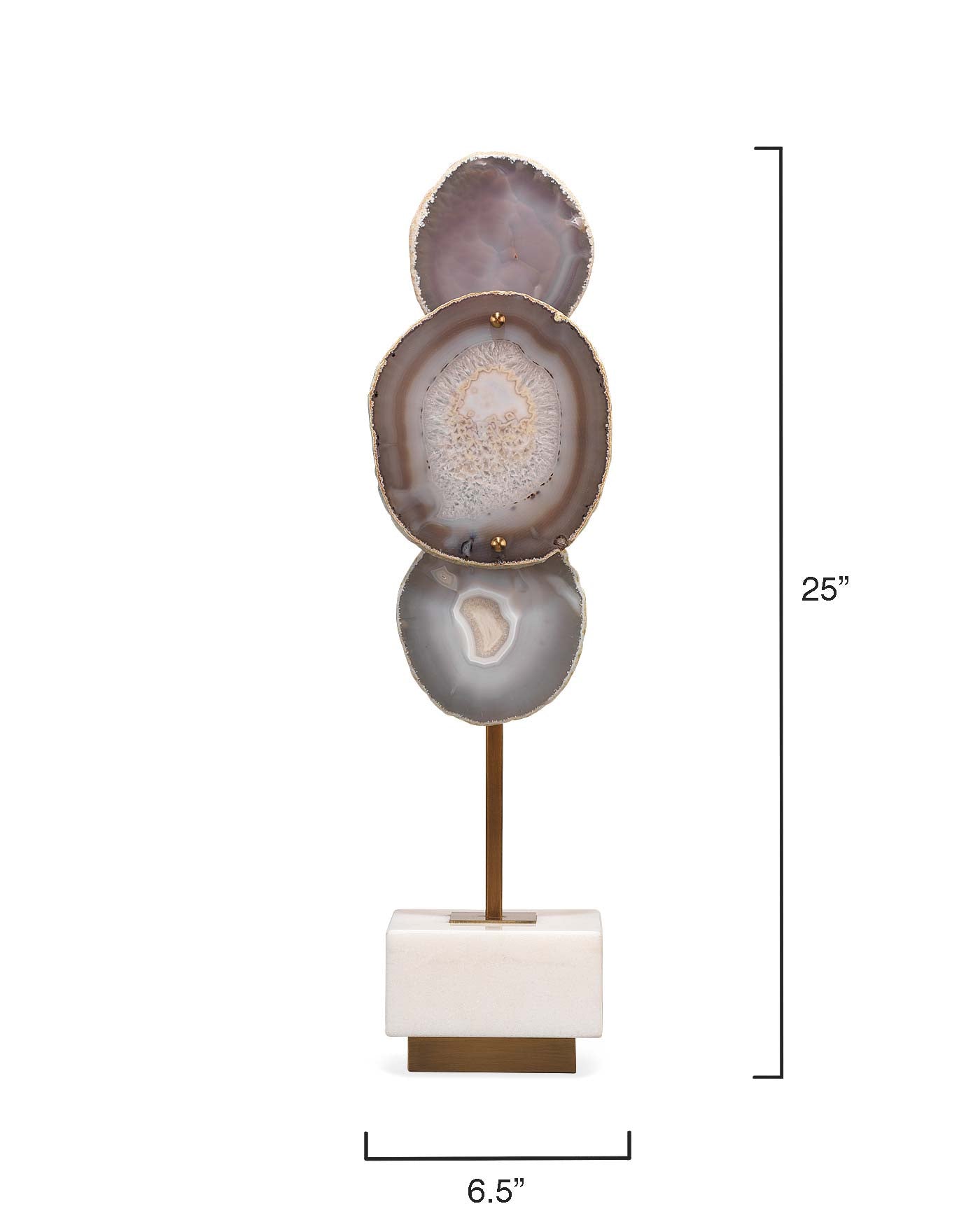 Trinity Table Lamp, Large in Pale Lavender Agate & Antique Brass Metal