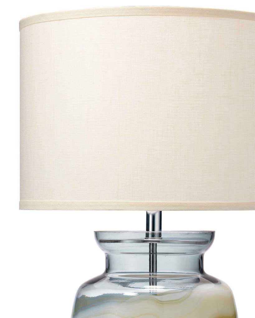 Ursula Table Lamp in Blue Swirl With Classic Drum Shade in Sea Salt Linen