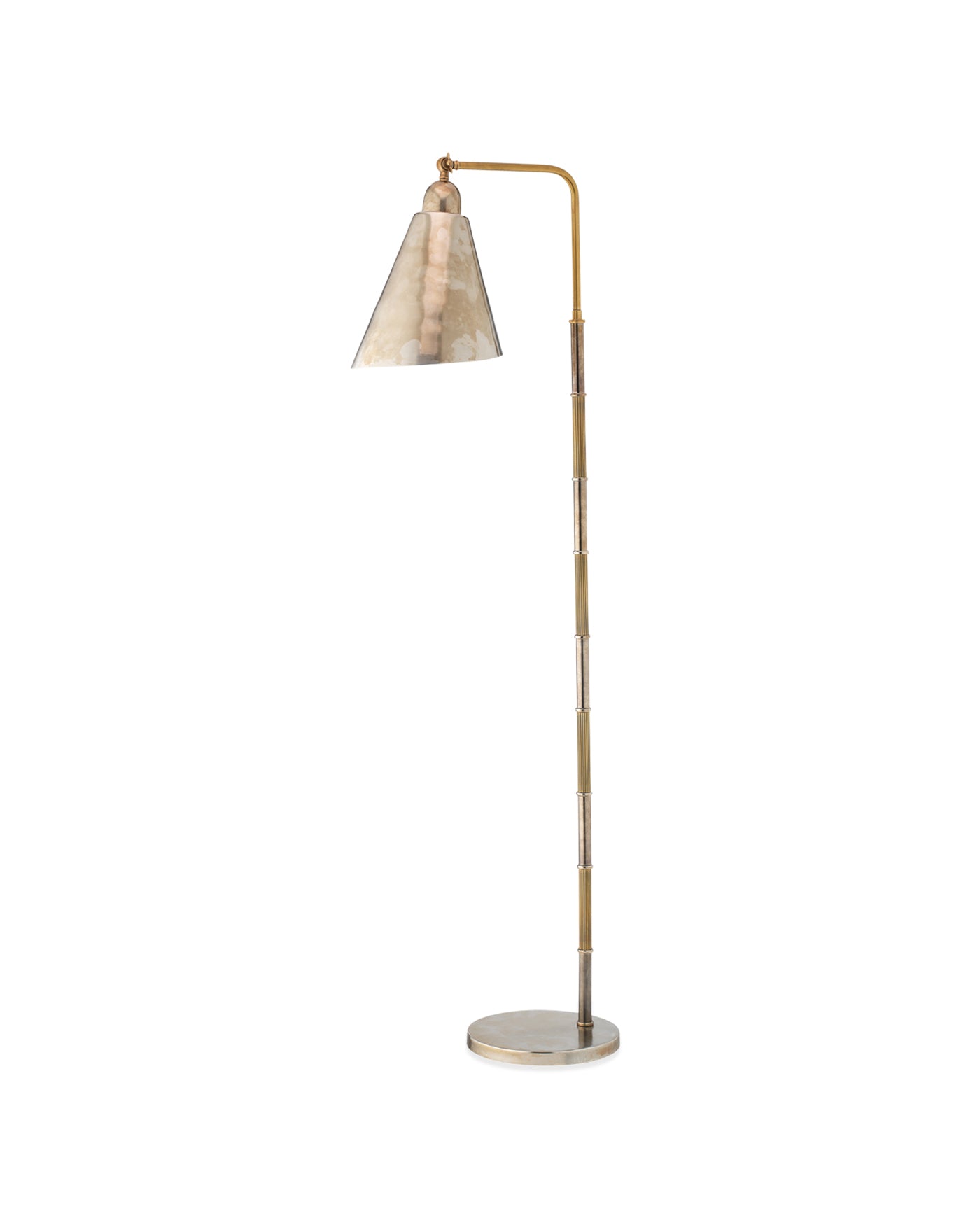 Vilhelm Reading Lamp in Antique Brass/Silver Metal (finishes will vary, A natural patina exists and is not a
defect, variation in stain pattern will occur)